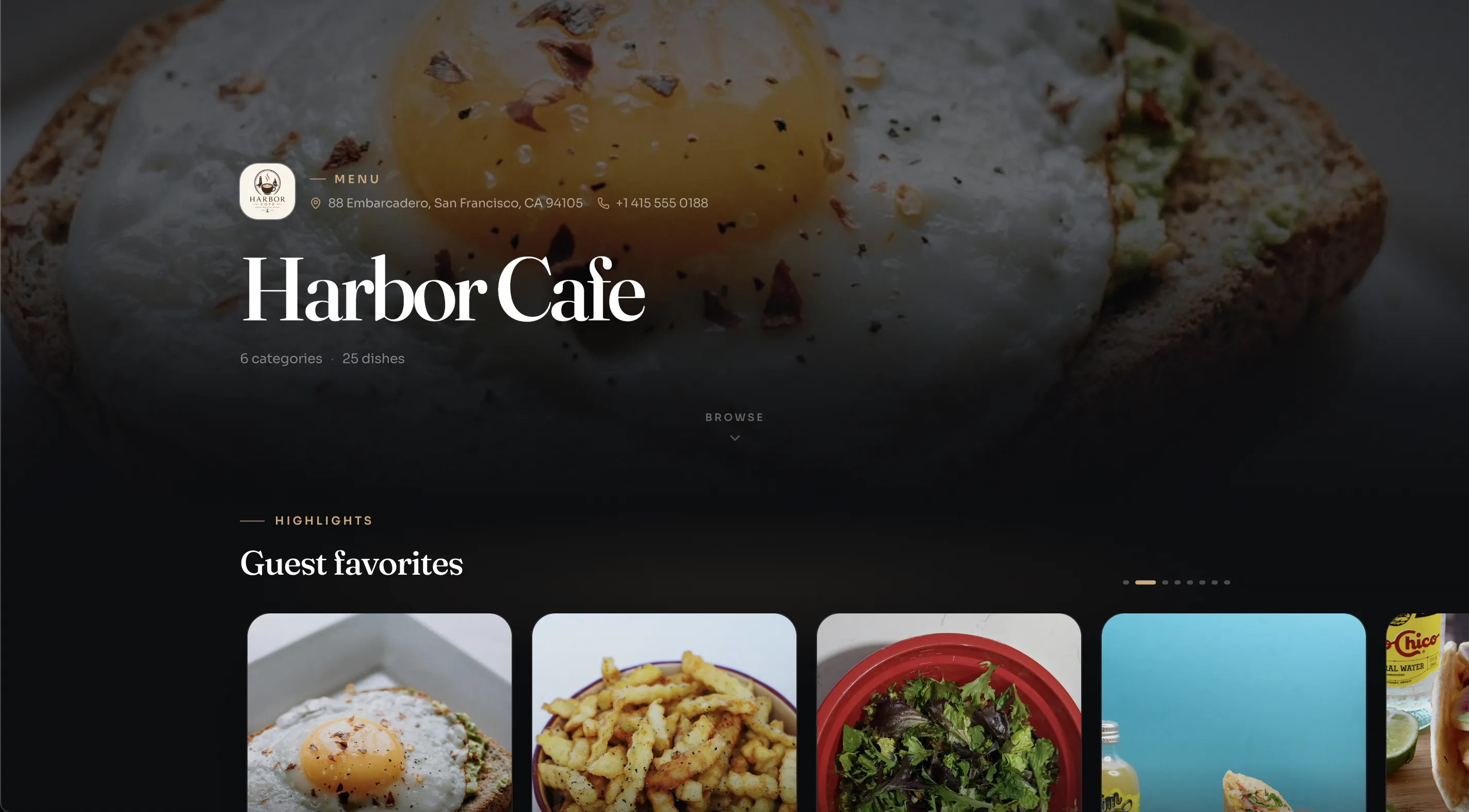 Guest menu